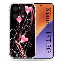 Coque Renforcée Pour Xiaomi 15T Amour Coeur Rose Montant sur Noir