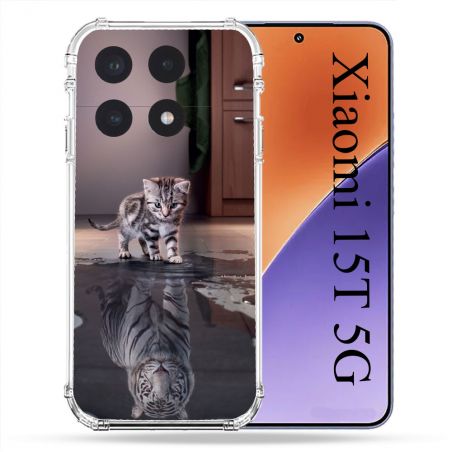 Coque Renforcée Pour Xiaomi 15T Animal Chat Reflet