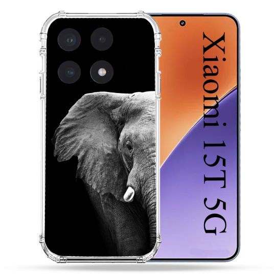 Coque Renforcée Pour Xiaomi 15T Animal Elephant Noir
