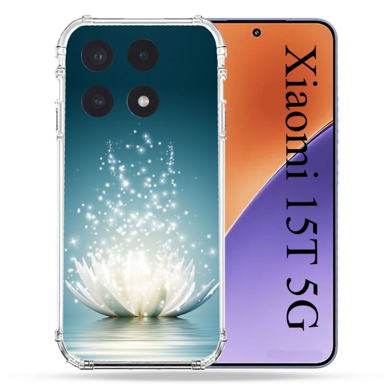 Coque Renforcée Pour Xiaomi 15T Fleur Lotus Blanc