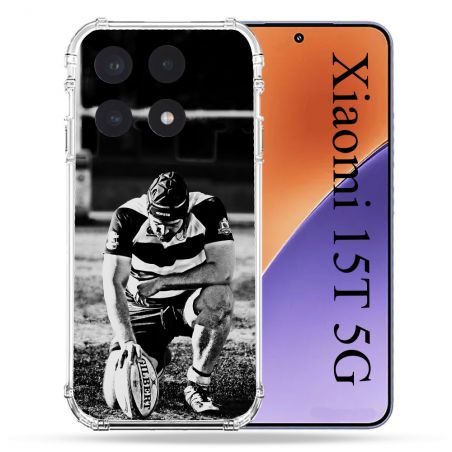 Coque Renforcée Pour Xiaomi 15T Sport Rugby Noir Blanc