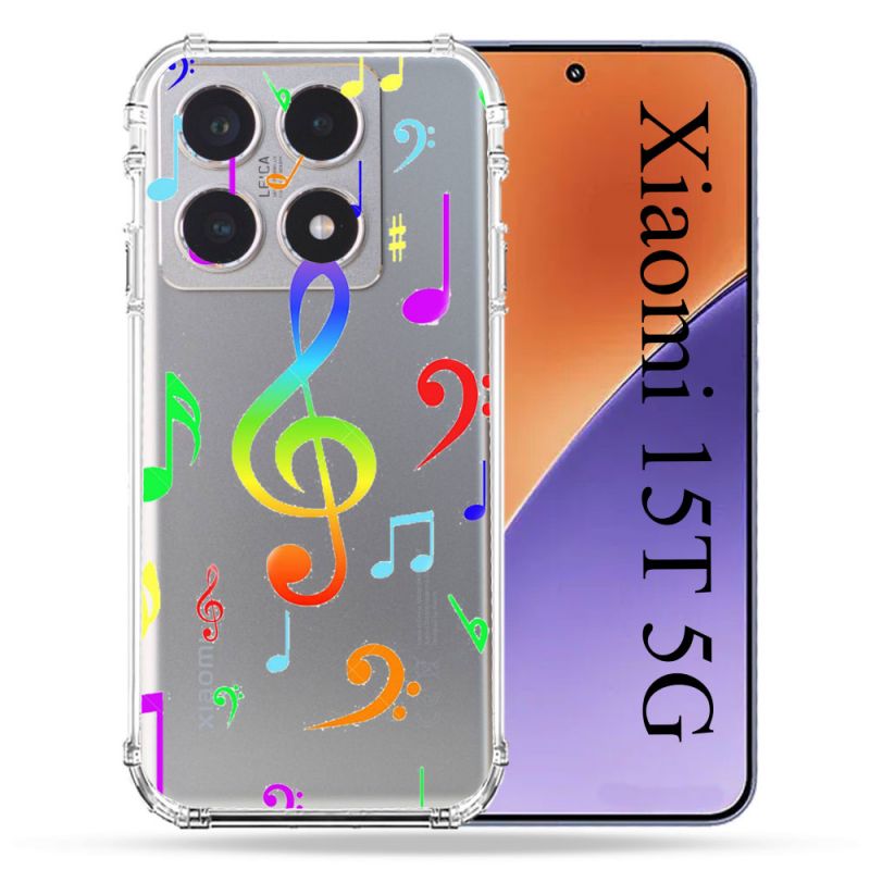 Coque Renforcée Transparente Pour Xiaomi 15T Note Musique Colore