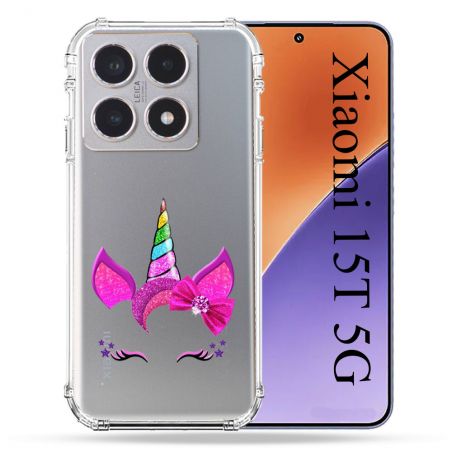 Coque Renforcée Transparente Pour Xiaomi 15T Licorne Paillette