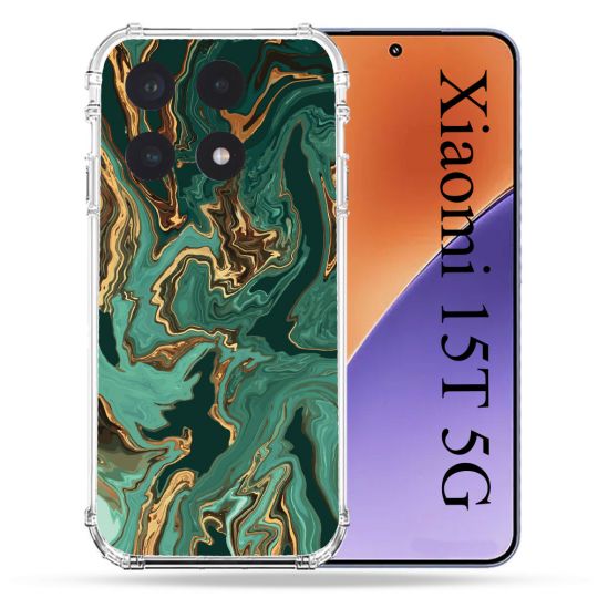 Coque Renforcée Pour Xiaomi 15T Texture Marbre Vert