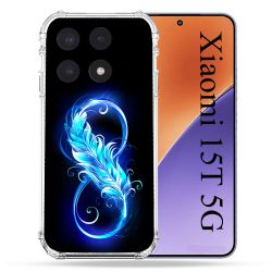 Coque Renforcée Pour Xiaomi 15T Texture Plume Infini Bleu