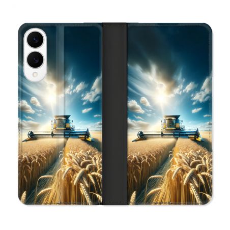 Housse Cuir Portefeuille Pour Samsung Galaxy S25 EDGE Agriculture Moissonneuse Blé
