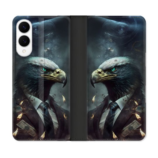 Housse Cuir Portefeuille Pour Samsung Galaxy S25 EDGE Animal Aigle Business