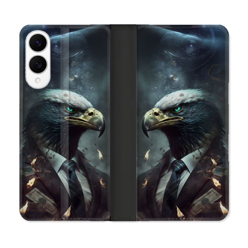 Housse Cuir Portefeuille Pour Samsung Galaxy S25 EDGE Animal Aigle Business