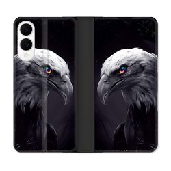 Housse Cuir Portefeuille Pour Samsung Galaxy S25 EDGE Animal Aigle Royal Noir