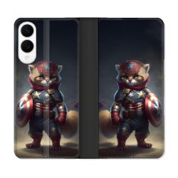 Housse Cuir Portefeuille Pour Samsung Galaxy S25 EDGE Animal Chat America
