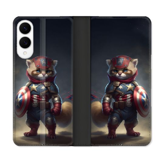 Housse Cuir Portefeuille Pour Samsung Galaxy S25 EDGE Animal Chat America