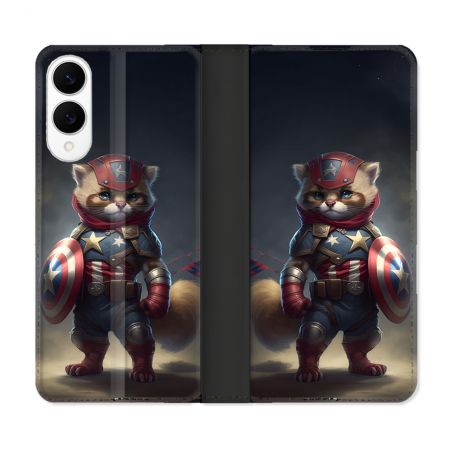 Housse Cuir Portefeuille Pour Samsung Galaxy S25 EDGE Animal Chat America