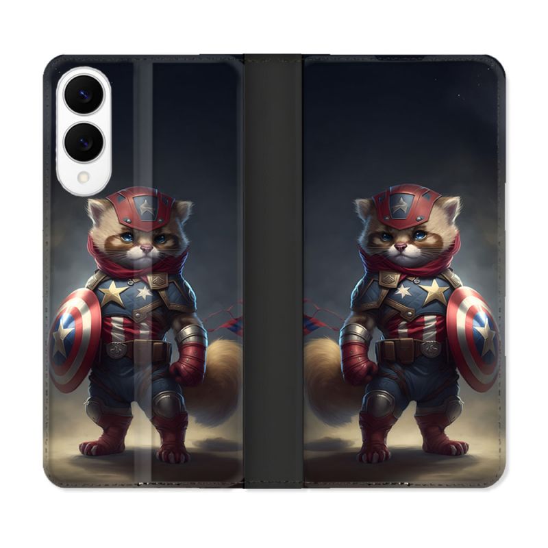 Housse Cuir Portefeuille Pour Samsung Galaxy S25 EDGE Animal Chat America