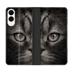 Housse Cuir Portefeuille Pour Samsung Galaxy S25 EDGE Animal Chat Gris