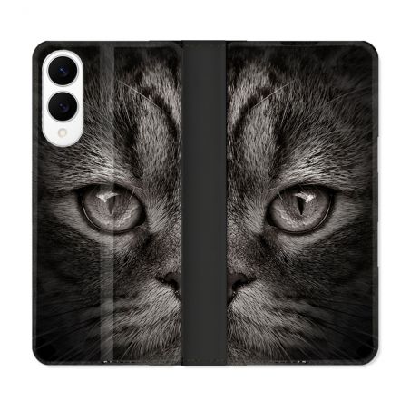 Housse Cuir Portefeuille Pour Samsung Galaxy S25 EDGE Animal Chat Gris
