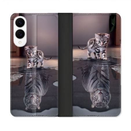 Housse Cuir Portefeuille Pour Samsung Galaxy S25 EDGE Animal Chat Reflet