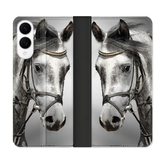 Housse Cuir Portefeuille Pour Samsung Galaxy S25 EDGE Animal Cheval Blanc