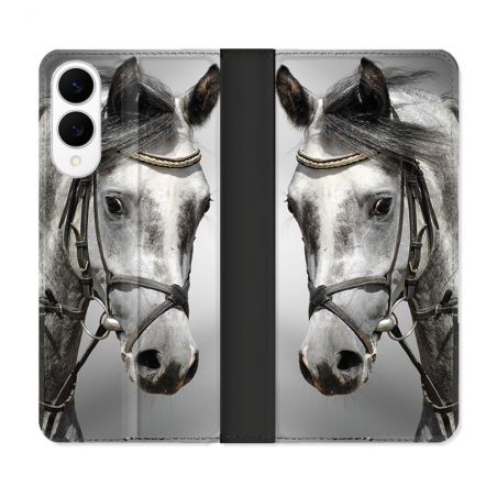 Housse Cuir Portefeuille Pour Samsung Galaxy S25 EDGE Animal Cheval Blanc