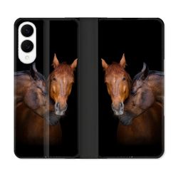 Housse Cuir Portefeuille Pour Samsung Galaxy S25 EDGE Animal Cheval Marron