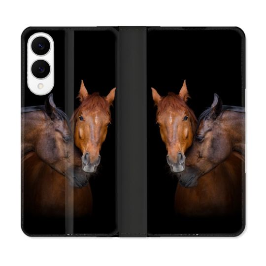 Housse Cuir Portefeuille Pour Samsung Galaxy S25 EDGE Animal Cheval Marron