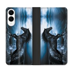 Housse Cuir Portefeuille Pour Samsung Galaxy S25 EDGE Animal Cheval Noir