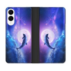 Housse Cuir Portefeuille Pour Samsung Galaxy S25 EDGE Animal Dauphin Vague