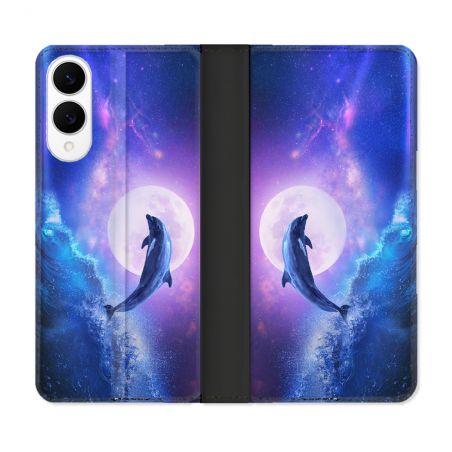 Housse Cuir Portefeuille Pour Samsung Galaxy S25 EDGE Animal Dauphin Vague