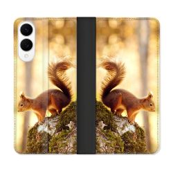 Housse Cuir Portefeuille Pour Samsung Galaxy S25 EDGE Animal Ecureuil Bois