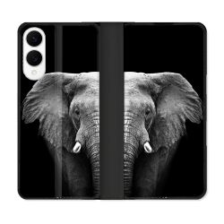 Housse Cuir Portefeuille Pour Samsung Galaxy S25 EDGE Animal Elephant Noir