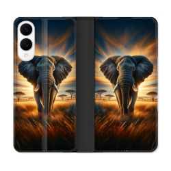 Housse Cuir Portefeuille Pour Samsung Galaxy S25 EDGE Animal Elephant Savane