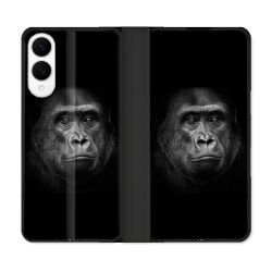 Housse Cuir Portefeuille Pour Samsung Galaxy S25 EDGE Animal Gorille Noir