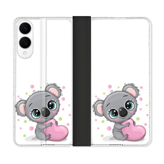 Housse Cuir Portefeuille Pour Samsung Galaxy S25 EDGE Animal Koala Cœur