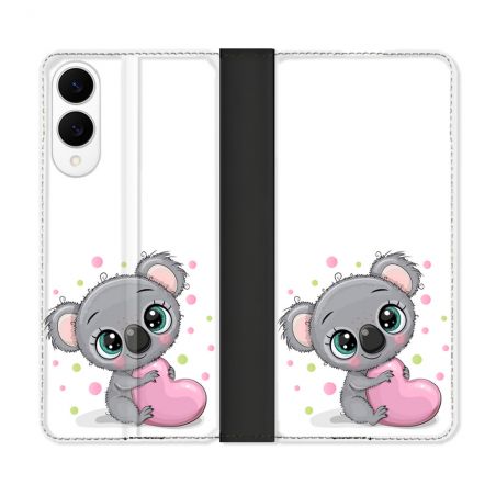 Housse Cuir Portefeuille Pour Samsung Galaxy S25 EDGE Animal Koala Cœur