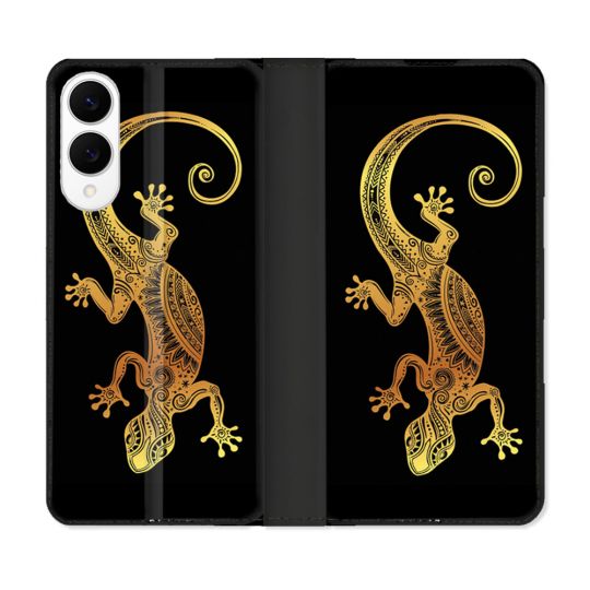 Housse Cuir Portefeuille Pour Samsung Galaxy S25 EDGE Animal Lezard Noir