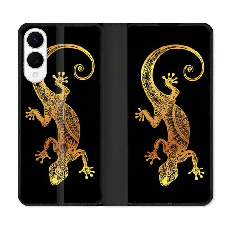 Housse Cuir Portefeuille Pour Samsung Galaxy S25 EDGE Animal Lezard Noir