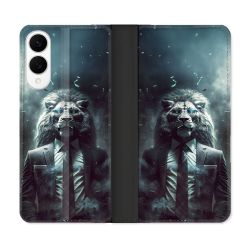 Housse Cuir Portefeuille Pour Samsung Galaxy S25 EDGE Animal Lion Business