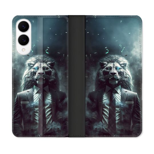 Housse Cuir Portefeuille Pour Samsung Galaxy S25 EDGE Animal Lion Business