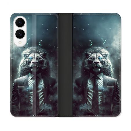 Housse Cuir Portefeuille Pour Samsung Galaxy S25 EDGE Animal Lion Business