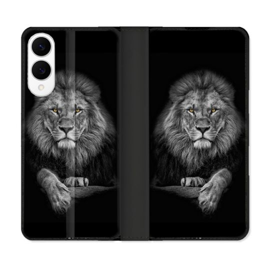 Housse Cuir Portefeuille Pour Samsung Galaxy S25 EDGE Animal Lion Majestueux