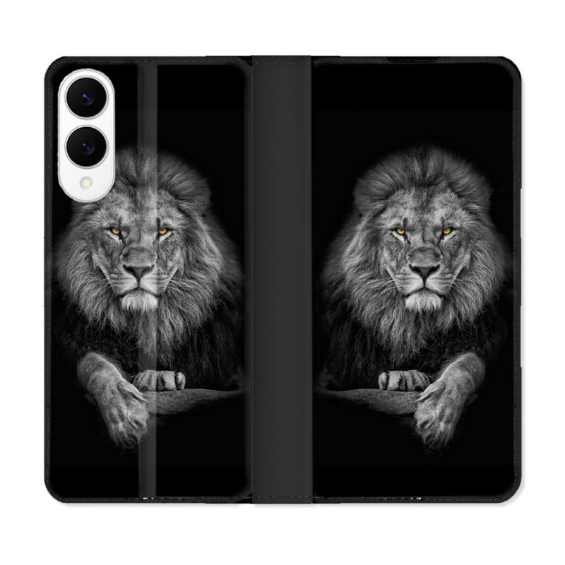 Housse Cuir Portefeuille Pour Samsung Galaxy S25 EDGE Animal Lion Majestueux