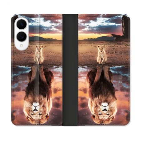 Housse Cuir Portefeuille Pour Samsung Galaxy S25 EDGE Animal Lion Reflet