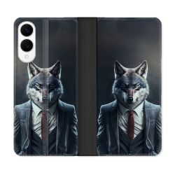 Housse Cuir Portefeuille Pour Samsung Galaxy S25 EDGE Animal Loup Business