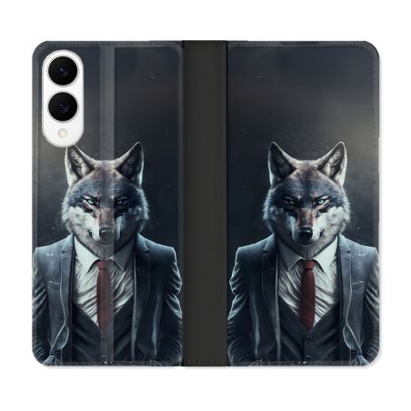 Housse Cuir Portefeuille Pour Samsung Galaxy S25 EDGE Animal Loup Business