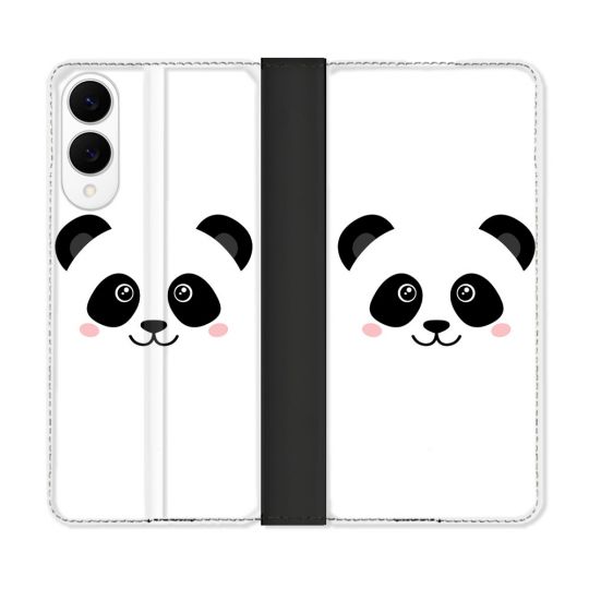 Housse Cuir Portefeuille Pour Samsung Galaxy S25 EDGE Animal Panda Blanc