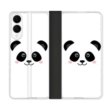 Housse Cuir Portefeuille Pour Samsung Galaxy S25 EDGE Animal Panda Blanc