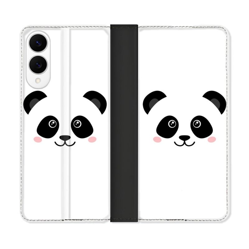Housse Cuir Portefeuille Pour Samsung Galaxy S25 EDGE Animal Panda Blanc