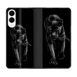 Housse Cuir Portefeuille Pour Samsung Galaxy S25 EDGE Animal Panthère Noire
