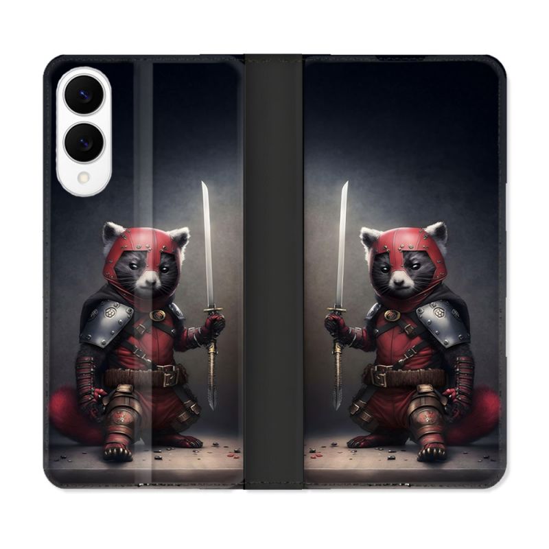 Housse Cuir Portefeuille Pour Samsung Galaxy S25 EDGE Animal Raton Samouraï