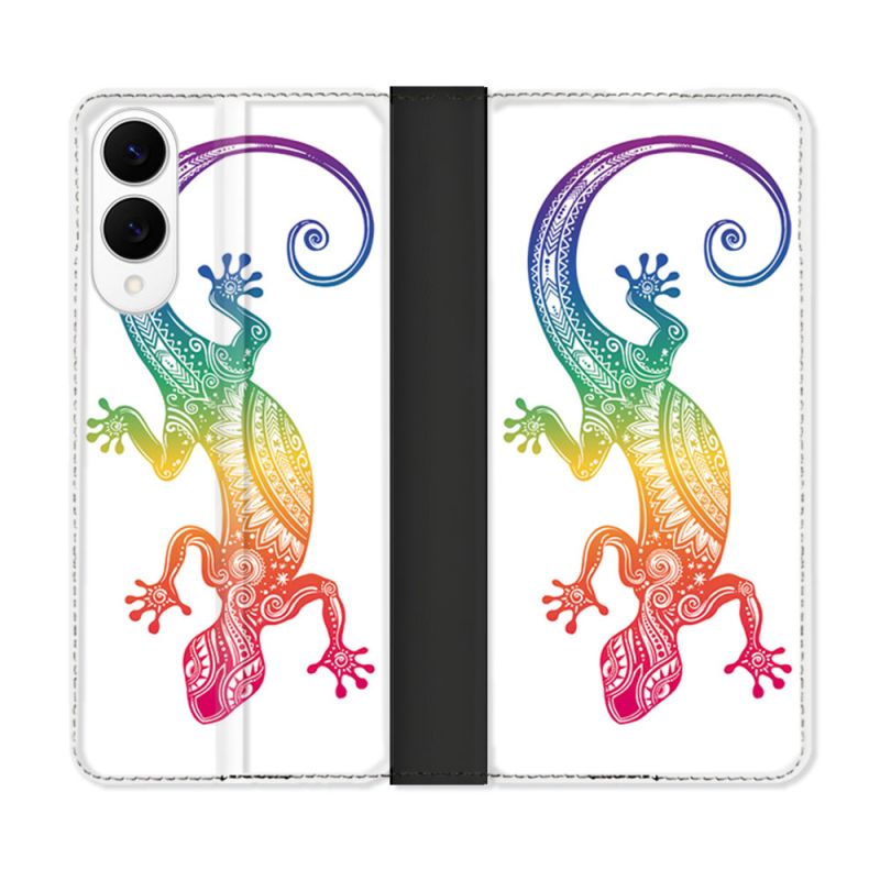 Housse Cuir Portefeuille Pour Samsung Galaxy S25 EDGE Animal Salamandre Color