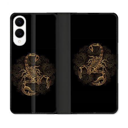 Housse Cuir Portefeuille Pour Samsung Galaxy S25 EDGE Animal Scorpion Fresque